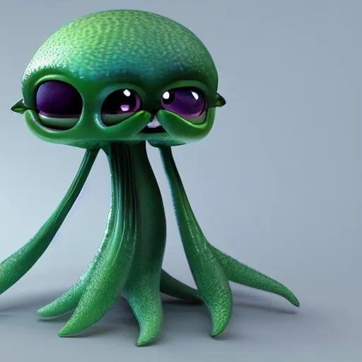 Image similar to cute alien squid creature detailed 3d pixar render