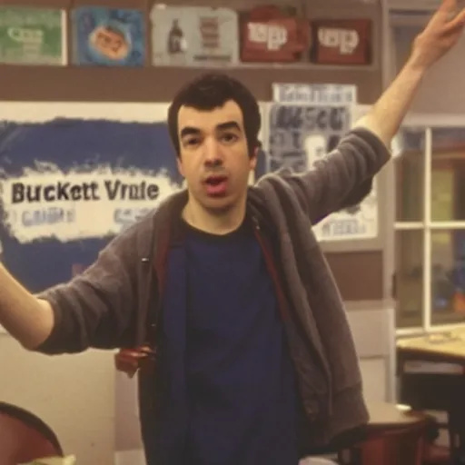 Image similar to “a still of Nathan Fielder in The Breakfast Club”