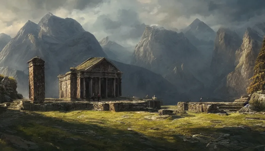 Image similar to a beautiful establishing shot of seidhe llygad amphitheater, by greg rutkowski and kalin popov, trending on artstation, masterpiece,