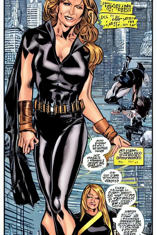 Image similar to sarah palin as black canary, full body, vector image, comic books style, very detailed, by jim lee, by todd mcfarlane, by rob liefeld