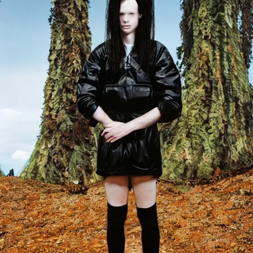 Prompt: a portrait of finn from adventure time with background scenery by juergen teller, iris van herpen