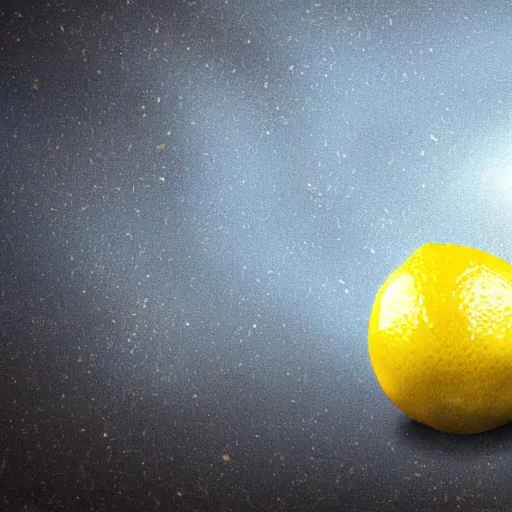 Image similar to lemon entering the earth's atmosphere, burning, heavy motion blur, half burnt