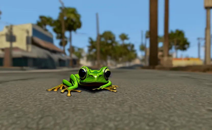 Image similar to a frog in gta san andreas, cinematic shot, 4 k