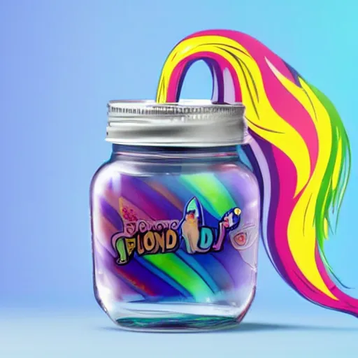 Image similar to a my little pony figure in a jar covered in a mysterious sticky yellowish fluid