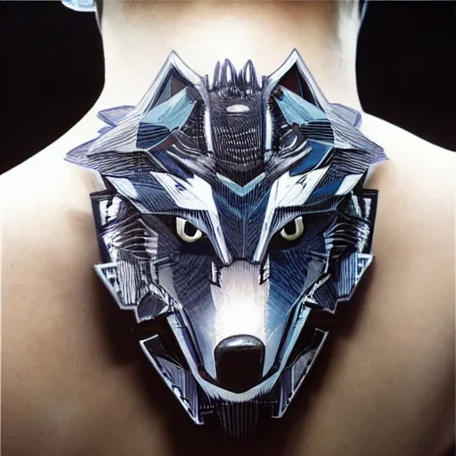 Prompt: a wolf sideview artistic mechanical gaming logo robotic ai