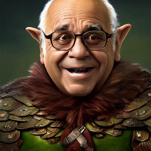 Prompt: Portrait of Danny Devito as Link, The Legend of Zelda, Nintendo, studio lighting, model, HDR, 24MP, fantasy, high detail, elegant, digital painting, natural light, vibrant, intricate, textured skin, highly detailed, artstation, sharp, focus, illustration, Anna Dittmann, Ilya Kuvshinov, Nikolay Makovsky