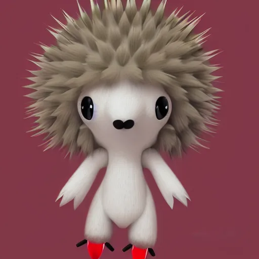 Image similar to cute fumo plush of a hedgehog girl with prickly spines, character design contest winner, silhouette, artstation, vray, anime girl, black and white and red, spoken heart