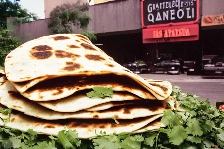 Prompt: a photo of a giant mutant panda quesadilla in its natural habitat, kodak ektachrome e 1 0 0 photography