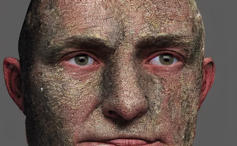 Image similar to unwrapped texture of saul goodmans face, uv unwrapped, skin texture