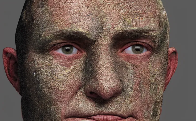 Prompt: unwrapped texture of saul goodmans face, uv unwrapped, skin texture