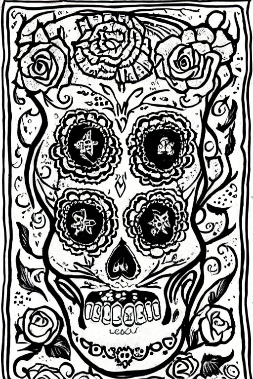 Image similar to Illustration of a sugar skull day of the dead girl, art by Elsa Beskow