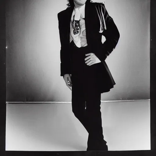 Prompt: professional studio portrait photo of john lennon dressed like elvis, photoshoot