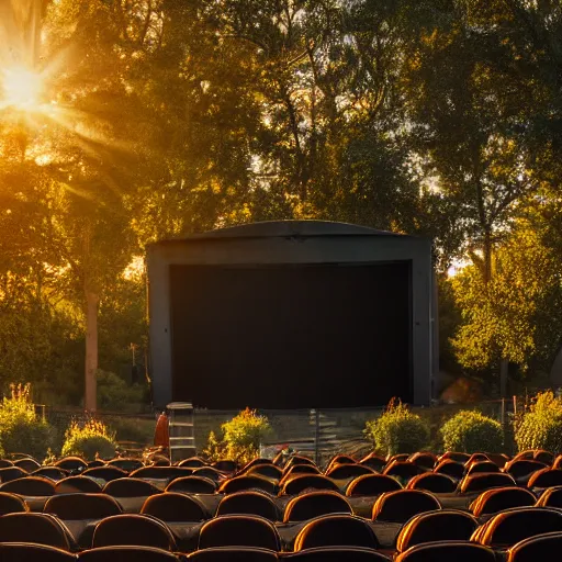 Image similar to an elaborate outdoor theater complex, cinematic, godrays, golden hour, natural sunlight, 4 k, clear details