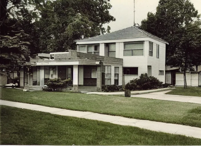 Prompt: an average house in the suburbs from the 1970’s