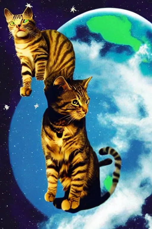 Image similar to A Bob Marley cat floating in space with cannabis