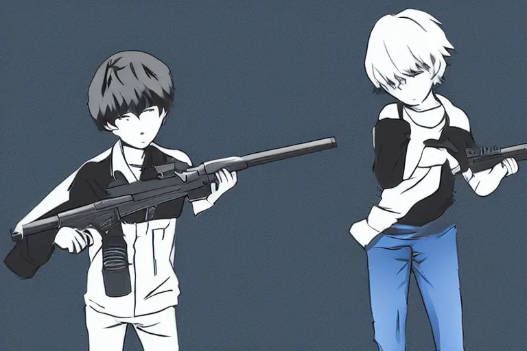 Image similar to omori game holding a gun