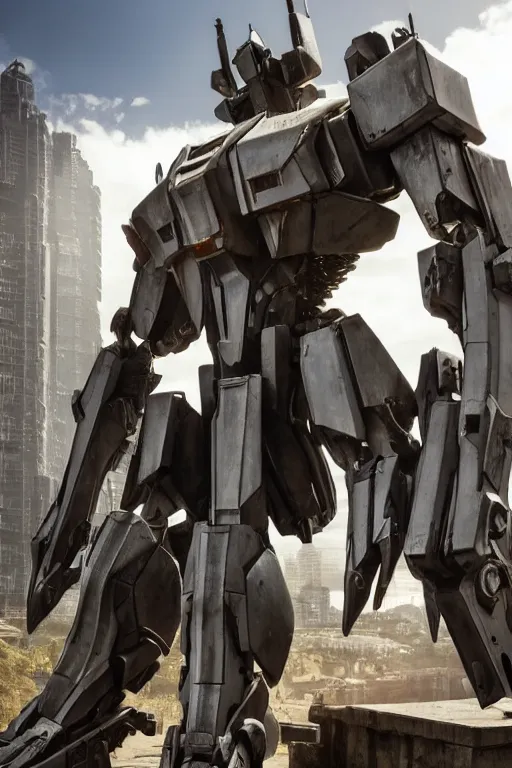 Image similar to cinematic still in ps 5 armoredcore 6 and real steel movie and westworld and pacific rim movie, one slim full body ornate humanoid armored core mega mech by fujioka kenki and by mamoru nagano