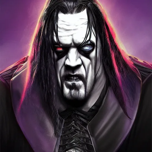 Prompt: The Undertaker from WWE book cover, trending on artstation