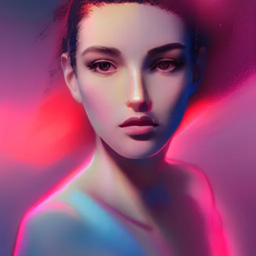 Image similar to high detail portrait of a beautiful woman, vaporwave lighting, concept art, beautiful