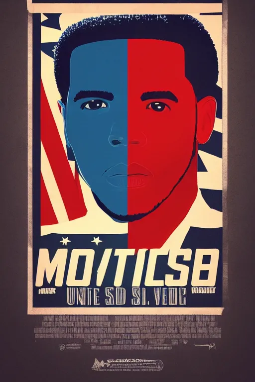 Image similar to minimal movie poster, drake is united states president joe biden, solid colors, cinematic, fan art, trending on artstation