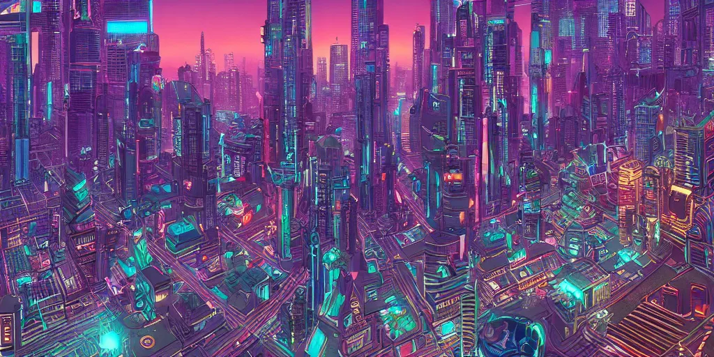 Prompt: tron city in the style of moebius dense urban detailed digital art 8k