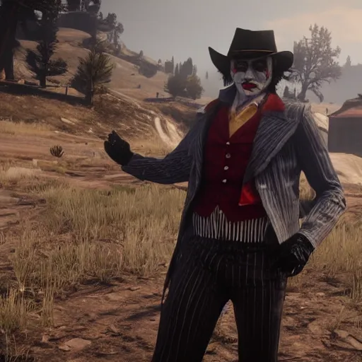 Prompt: Joaquin Phoenix as the Joker in Red Dead Redemption 2 -6