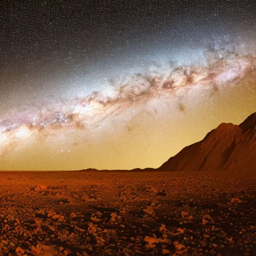 Image similar to Milky Way as seen in the night sky from the surface of an alien planet located in a different part of the galaxy, NASA true color 8k image, high detail