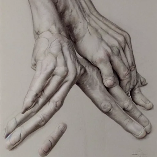 Image similar to anatomically accurate hands, george bridgman