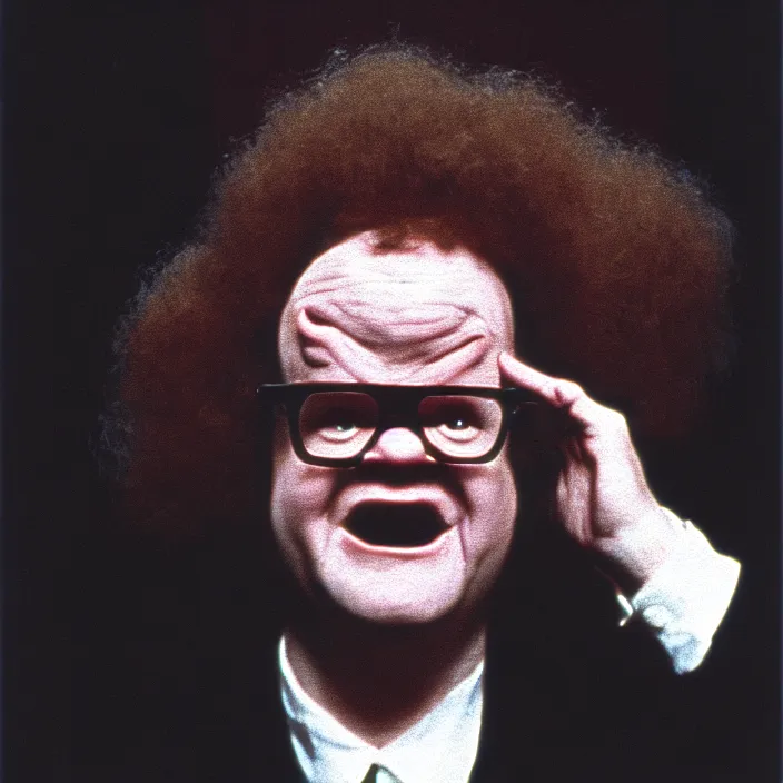 Prompt: film shot of steve brule in a hellish nightmare, 3 5 mm, film grain, horror, surreal