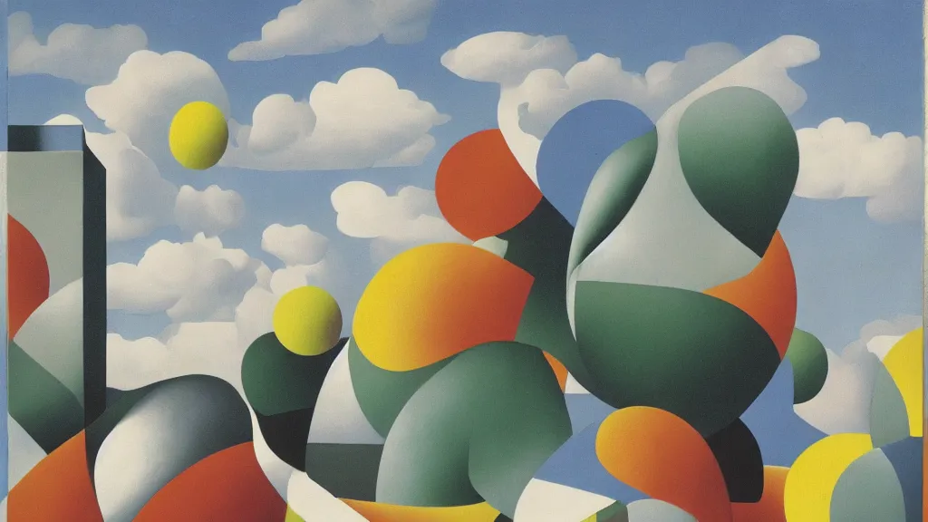 Image similar to abstract primitivism minimalism art painting, lines, forms, shapes, in style ofrene magritte