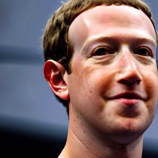 Image similar to extremely zoomed-in photo of Mark Zuckerberg