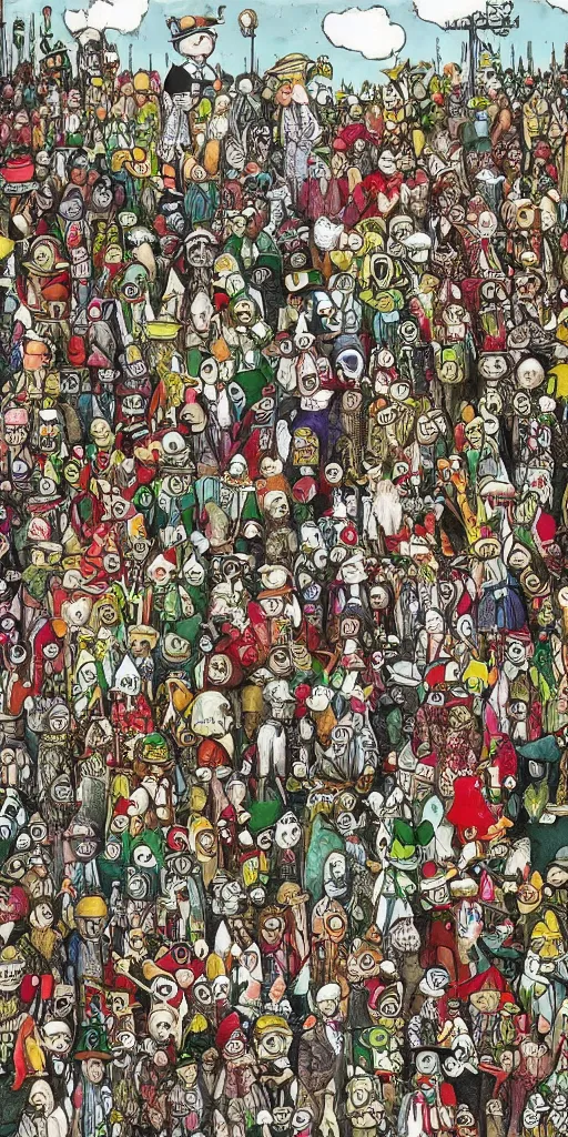Image similar to an easter parade by alexander jansson and where's waldo