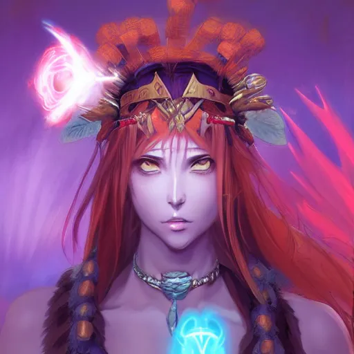 Image similar to anime portrait of Aphrodite as a shaman yedi using dark force to eliminate trump as an anime antagonist by Stanley Artgerm Lau, WLOP, Rossdraws, James Jean, Andrei Riabovitchev, Marc Simonetti, and Sakimichan, trending on artstation