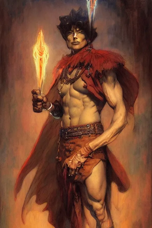 Image similar to male, wizard, character design, painting by gaston bussiere, katsuya terada, frank frazetta, tom of finland, trending on artstation