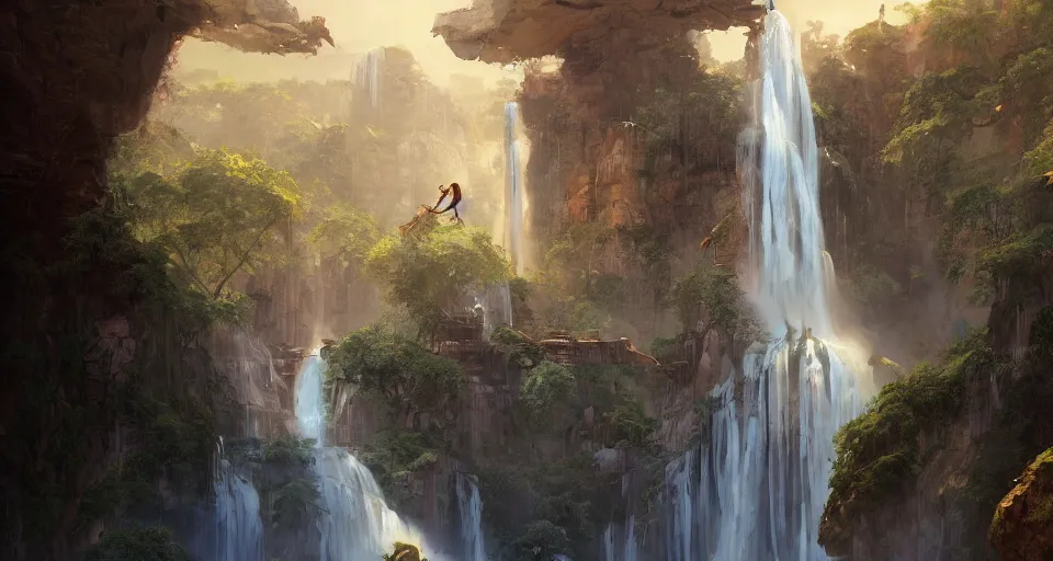 Image similar to A beautiful digital painting aztek temple, waterfall, lovely valley by Stanley Artgerm Lau, frank frazetta, Rossdraws, James Jean, gerald brom, Andrei Riabovitchev, Marc Simonetti, and Sakimichan, trending on artstation