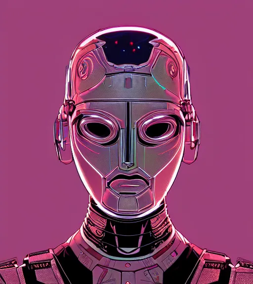 Image similar to cyborg woman with a hologram for a head, techwear, dead space, visible face, Industrial Scifi, detailed illustration, character portrait, by Martin Grip and Moebius