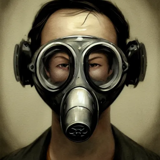 Image similar to tom mcdonald with a gas mask character portrait, lean face, cinematic lighting, glowing grey eyes, hyper - detailed, 4 k, high resolution, in the style of charlie bowater, tom bagshaw, single face, symmetrical, headshot photograph, insanely detailed and intricate, beautiful, elegant, watercolor, cinematic, portrait, raphaelite, headroom, pierre - auguste renoir