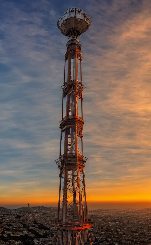 Prompt: sutro tower in san francisco, sunset, radio tower, photorealistic, 8 k