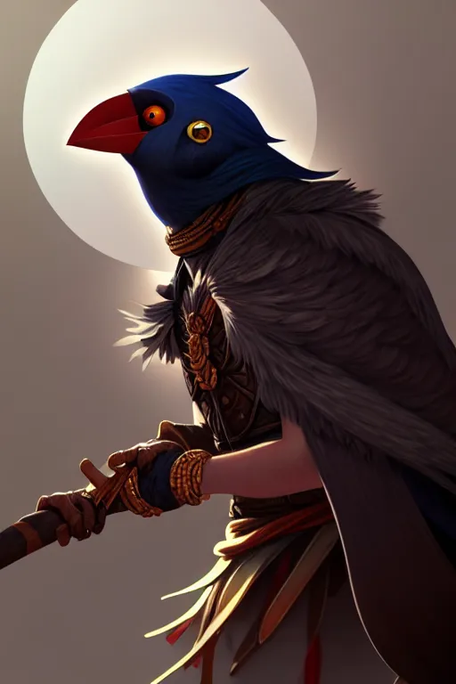 Image similar to kenku barbarian, highly detailed, digital painting, artstation, sharp focus, illustration, art by tan zi and ayanamikodon and alphonse mucha and wlop