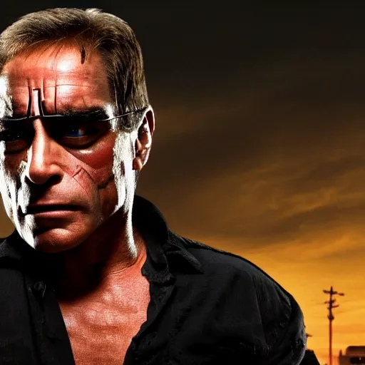 Image similar to tony danza starring as the terminator, movie still, 8 k