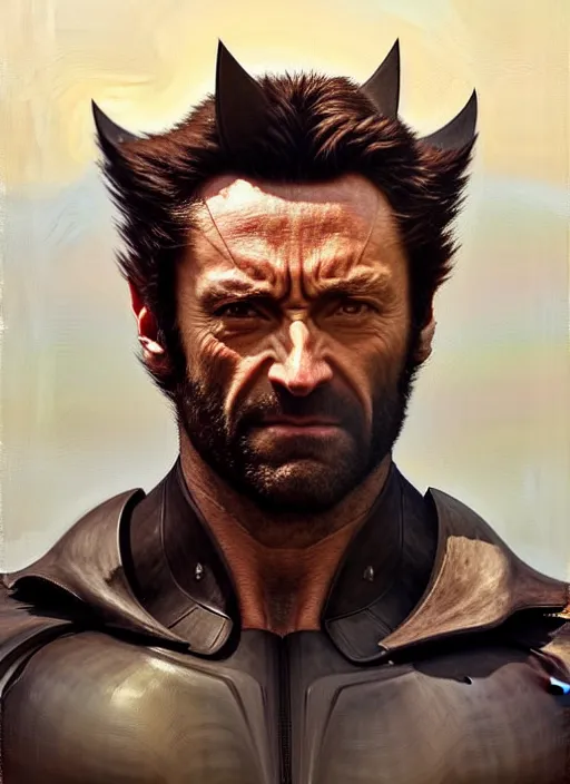 Prompt: portrait of wolverine, forest, calm, fantasy character portrait, dynamic pose, above view, sunny day, thunder clouds in the sky, artwork by Jeremy Lipkin and Giuseppe Dangelico Pino and Michael Garmash and Rob Rey, very coherent symmetrical artwork, sharp edges, perfect face, simple form, 100mm
