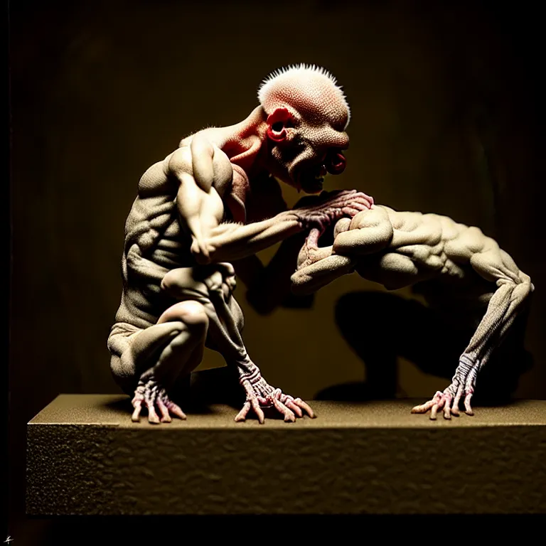 Image similar to laboratory miniature creature in pain and anger and revange by Christopher Soukup, David Fincher, Dan Witz, Gregory Crewdson, Huleeb, Lee Griggs, Mike Nash, Paul Chadeisson, Stephen Shore, sideshow collectibles, Terry Richardson, Vitaly Bulgarov