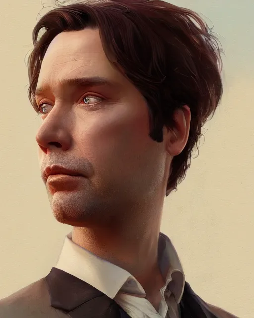 Image similar to character portrait of rufus wainwright, intricate, wild, highly detailed, digital painting, artstation, upper body, concept art, smooth, sharp focus, illustration, art by artgerm and greg rutkowski and alphonse mucha