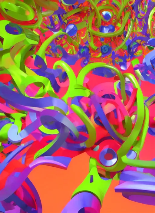 Image similar to : hyperbolic abstract colorful art installation zbrush vr dalle2