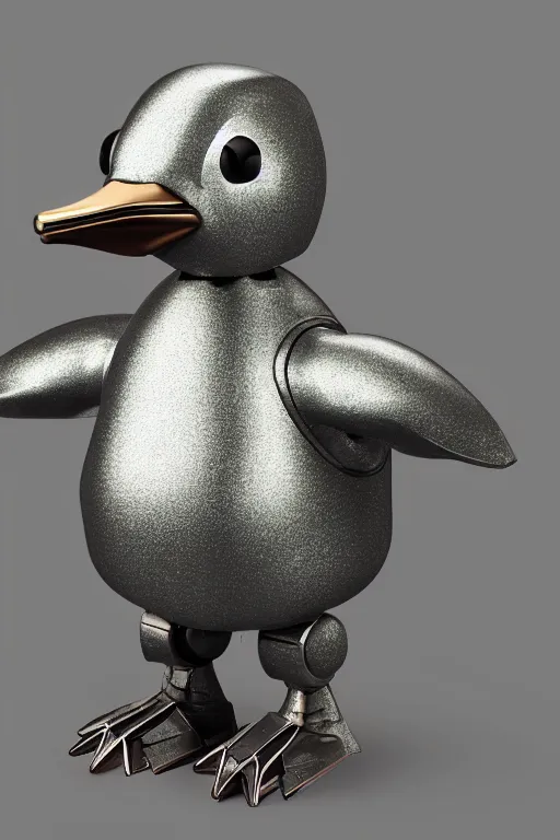 Image similar to robot duck concept, 3 d metallic ceramic, detailed, sharp focus, pastel, intricate, realistic, smooth, volumetric lighting, digital painting, by miyazaki