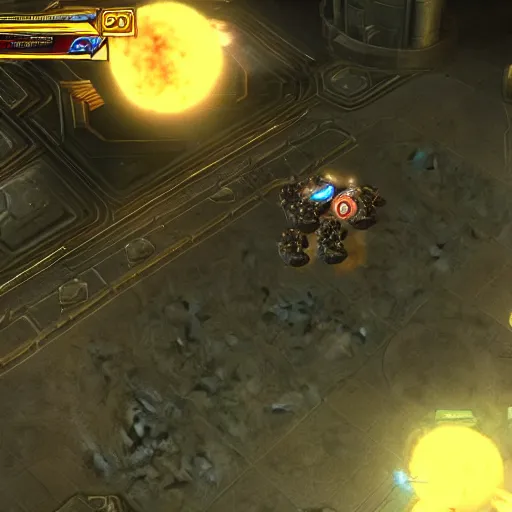 Prompt: black cat in a screenshot of starcraft 2