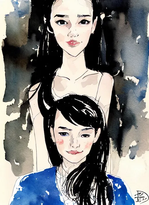 Prompt: portrait of a pretty young lady by dustin nguyen