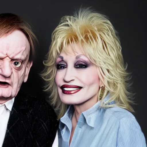 Image similar to photograph of a person with the characteristics of mark e smith and dolly parton