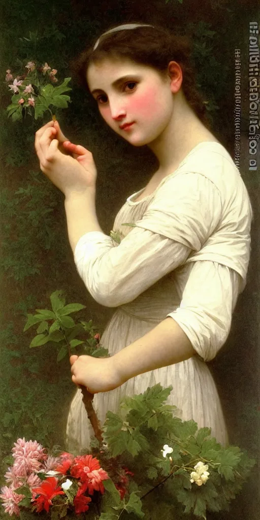 Image similar to The florist, painted by William-Adolphe Bouguereau