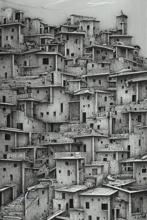 Prompt: favelas in rio, by zdzisław beksinski